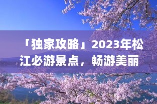 「独家攻略」2023年松江必游景点，畅游美丽风景之旅！