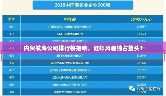 内贸航海公司排行榜揭晓，谁领风骚独占鳌头？