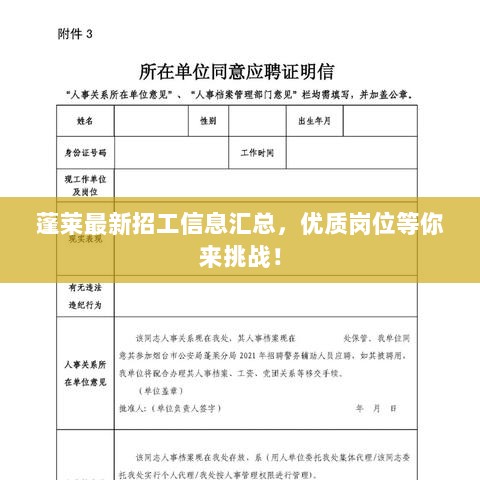 蓬莱最新招工信息汇总，优质岗位等你来挑战！