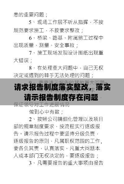 请求报告制度落实整改，落实请示报告制度存在问题 