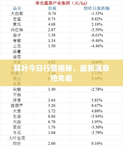 鲜叶今日行情揭秘，最新消息抢先看