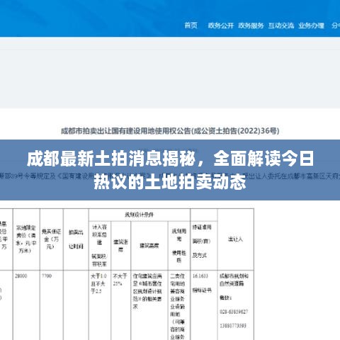 成都最新土拍消息揭秘，全面解读今日热议的土地拍卖动态