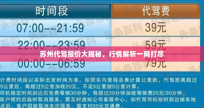 苏州代驾报价大揭秘，行情解析一网打尽