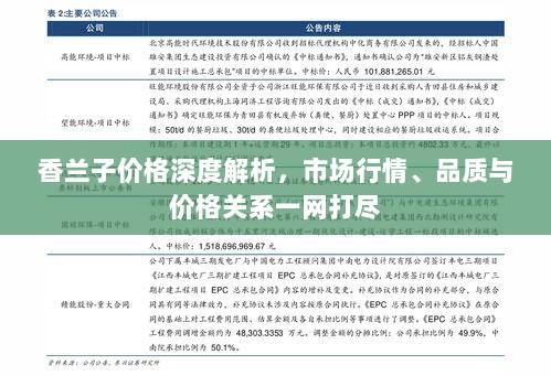 香兰子价格深度解析，市场行情、品质与价格关系一网打尽